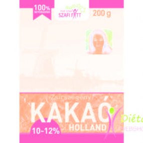 Szafi fitt zsírszegény holland kakaópor (10-12% kakaóvaj tartalom) 200g